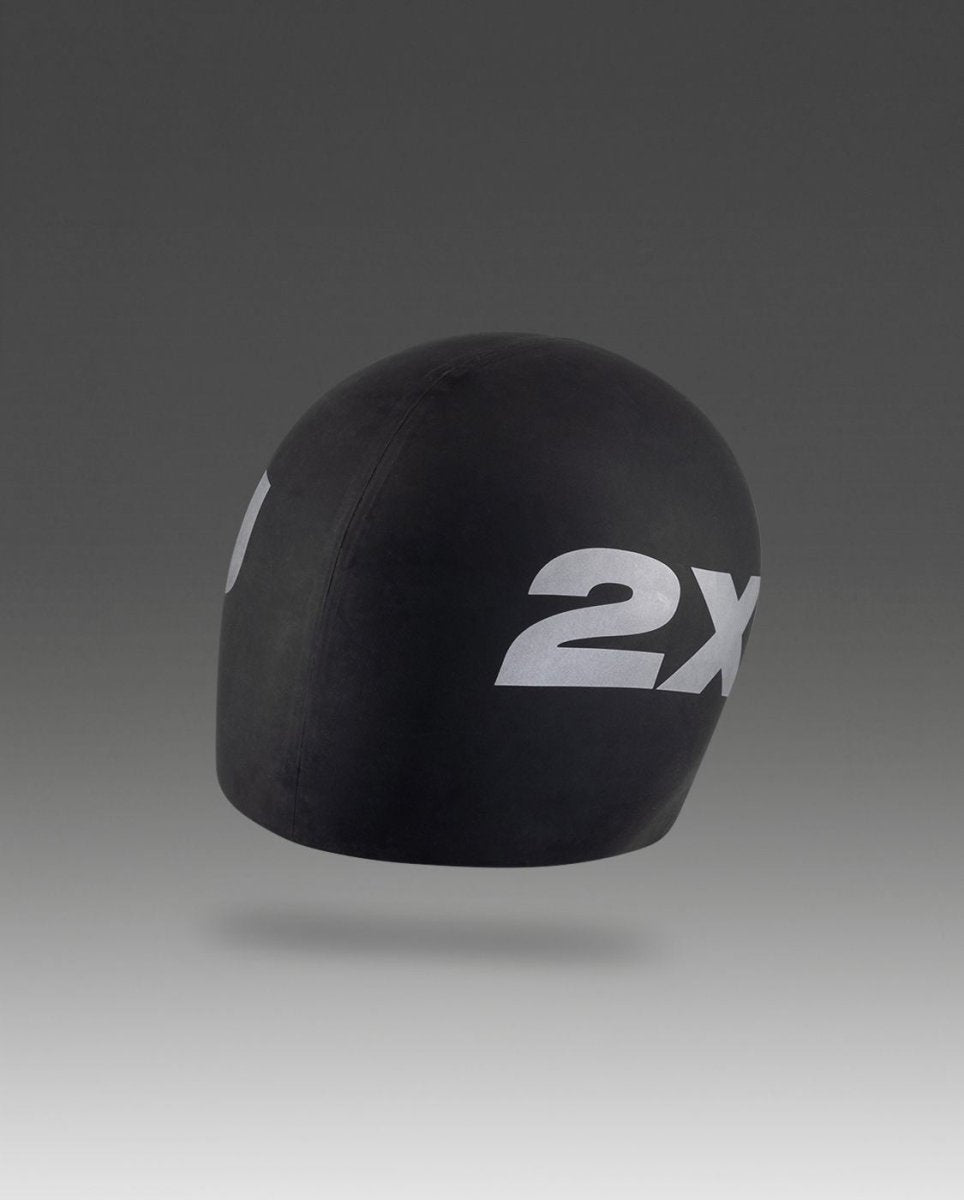 Unisex Silicone Swim Cap Schwimmmütze - black/black