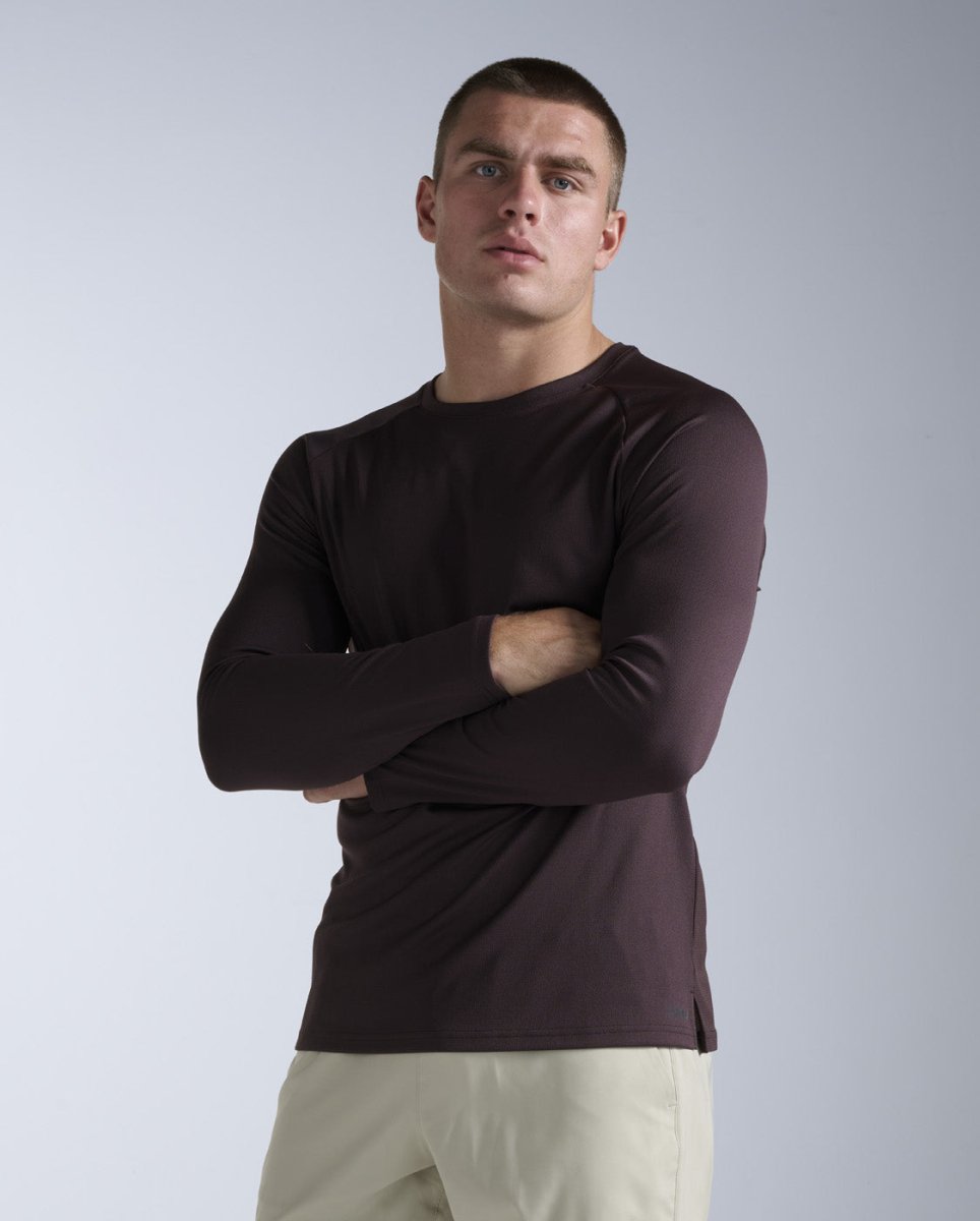 Aero Mesh Long Sleeve Laufshirt Herren - bark/black reflective