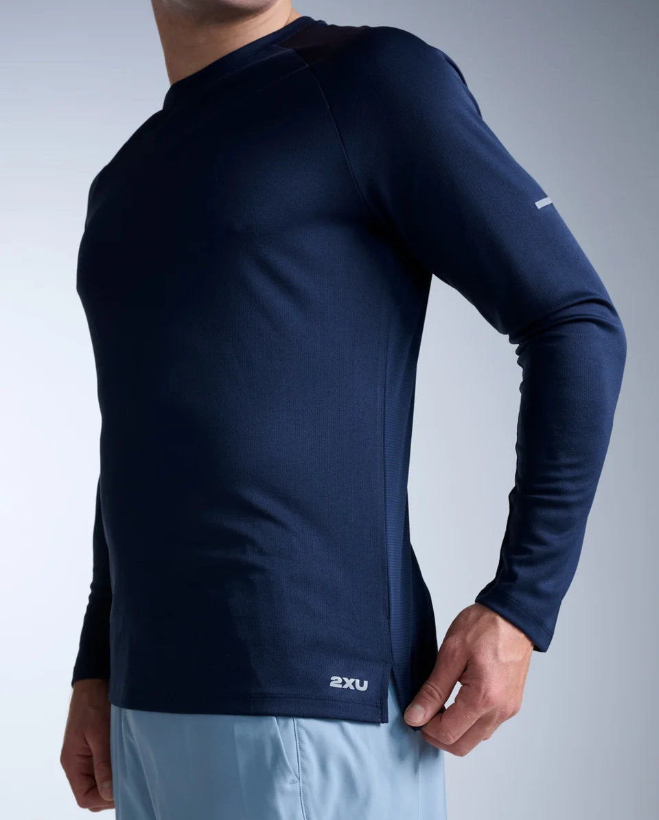 Aero Mesh Long Sleeve Laufshirt Herren - midnight/silver reflective