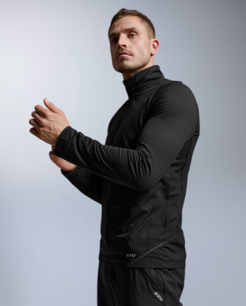 Aero Trail 1/2 Zip Running shirt Men - black/silver reflective