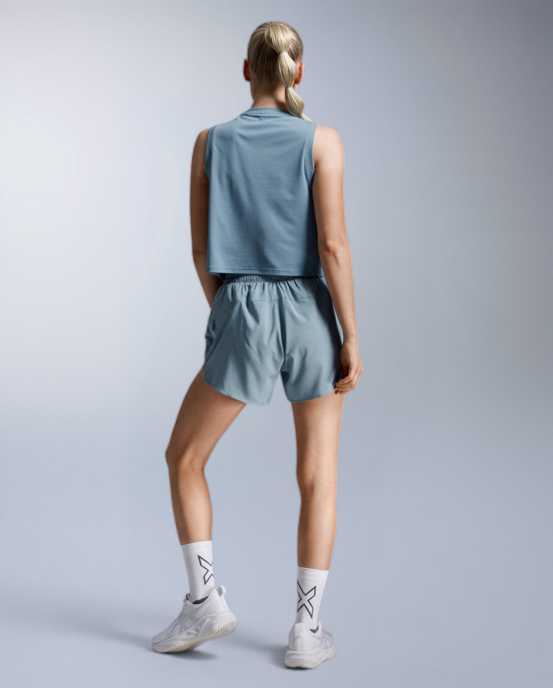 Aero Mesh Crop Tank Laufshirt Damen - blue shade/blue shade reflect