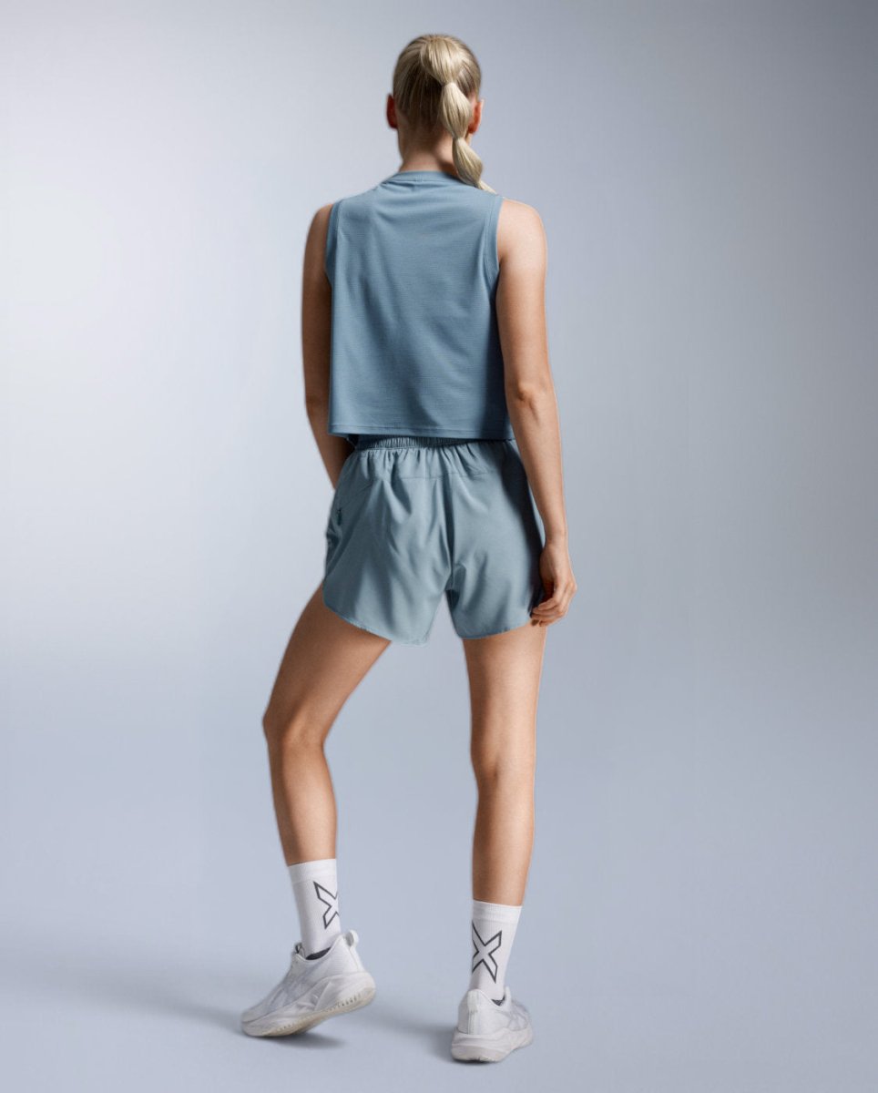Aero Mesh Crop Tank Running shirt Women - blue shade/blue shade reflect