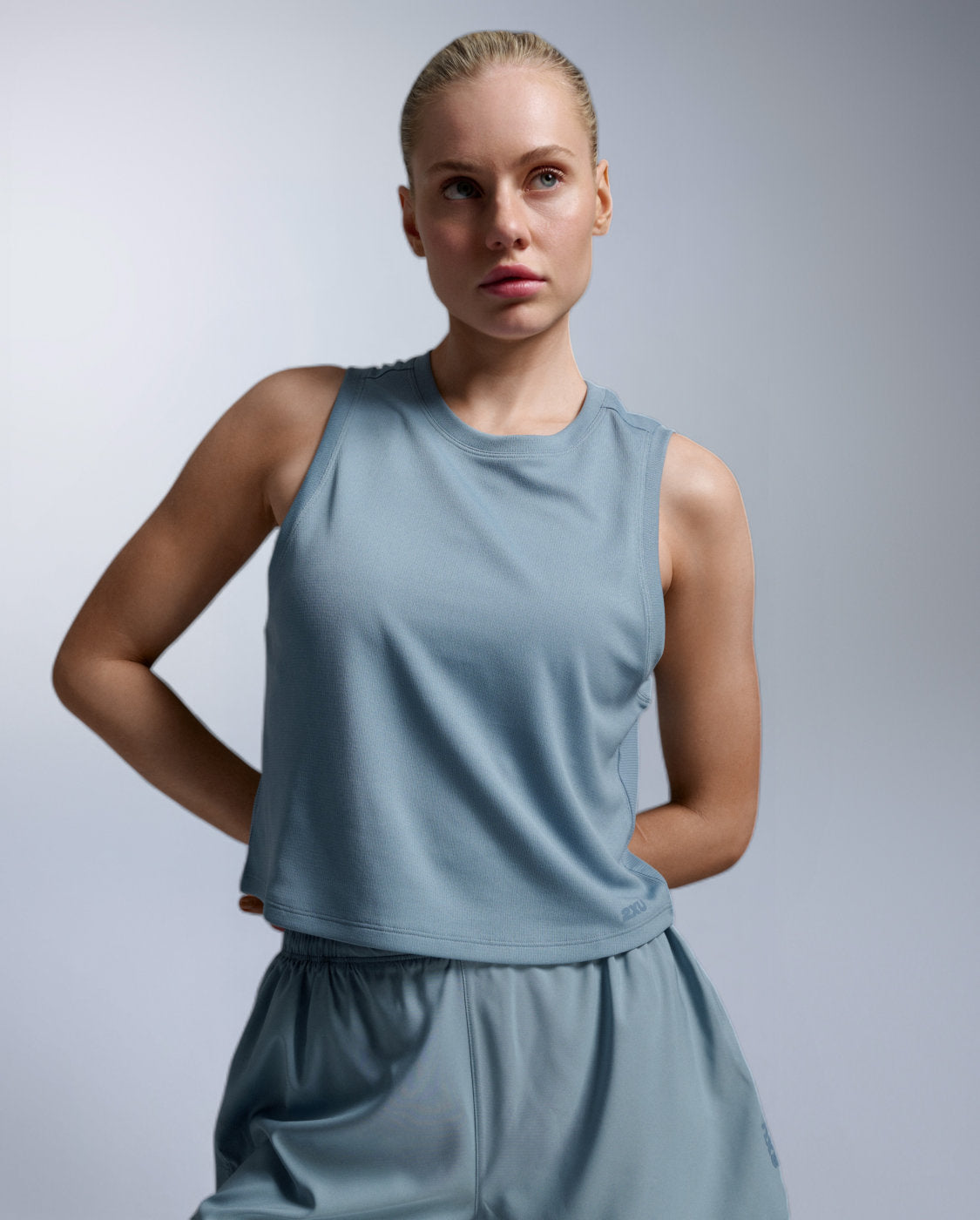 Aero Mesh Crop Tank Laufshirt Damen - blue shade/blue shade reflect