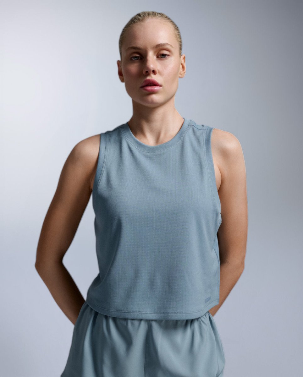 Aero Mesh Crop Tank Running shirt Women - blue shade/blue shade reflect