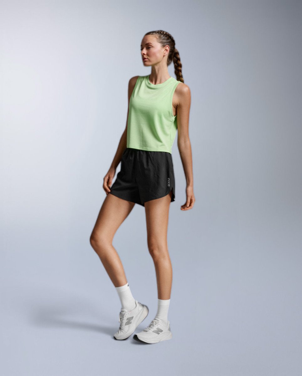 Aero Mesh Crop Tank Running shirt Women - lime zest/lime zest reflective