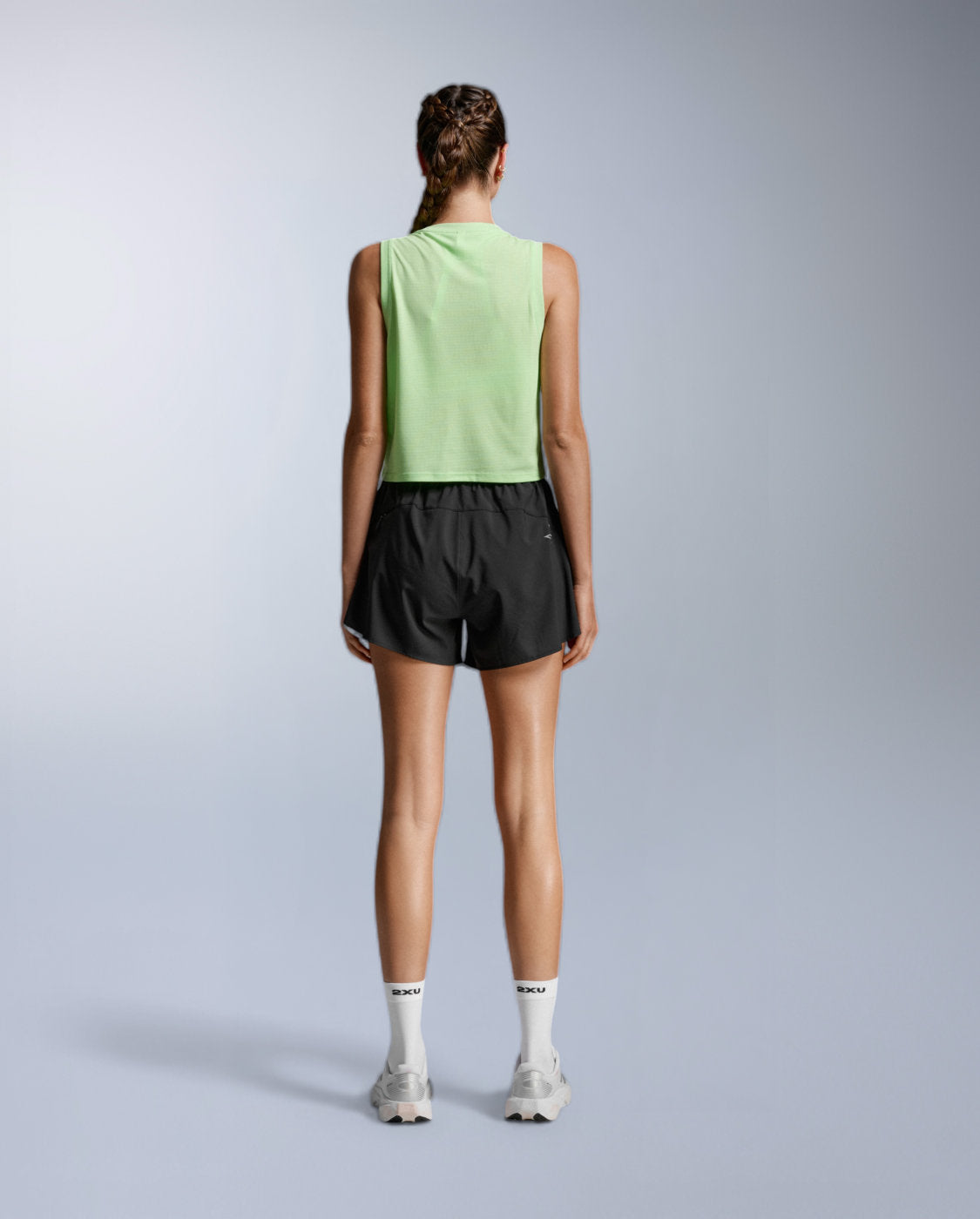 Aero Mesh Crop Tank Laufshirt Damen - lime zest/lime zest reflective