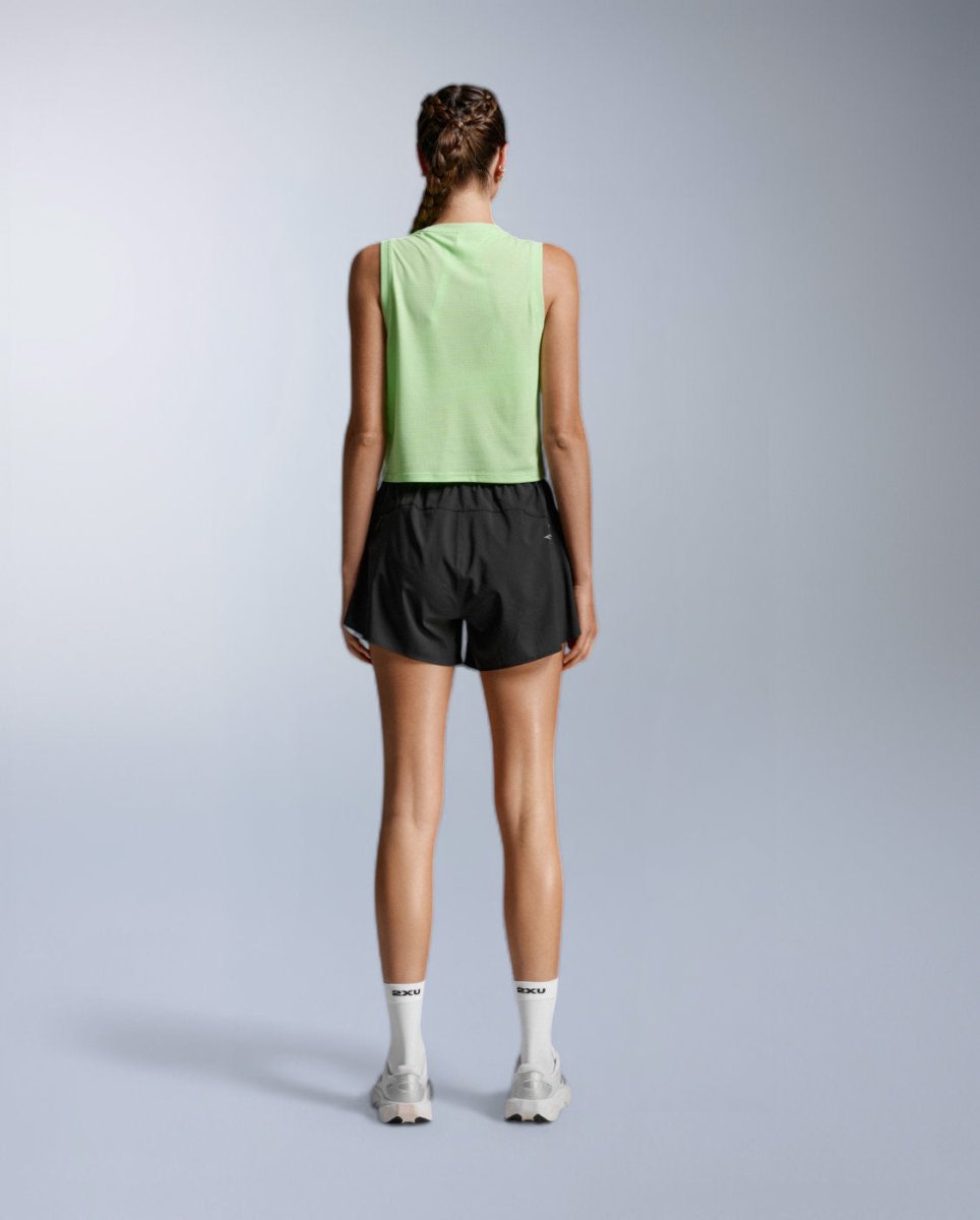 Aero Mesh Crop Tank Running shirt Women - lime zest/lime zest reflective