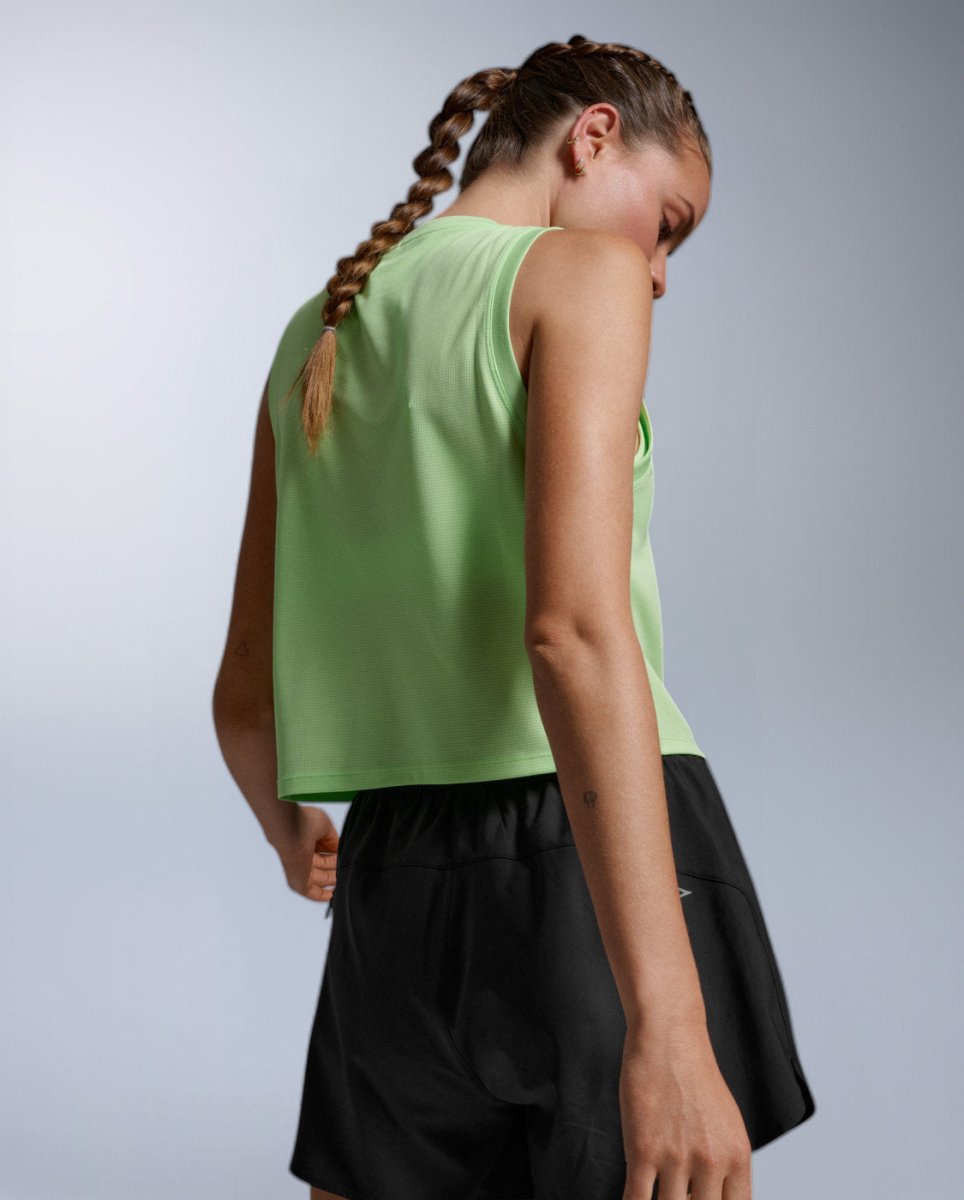 Aero Mesh Crop Tank Running shirt Women - lime zest/lime zest reflective