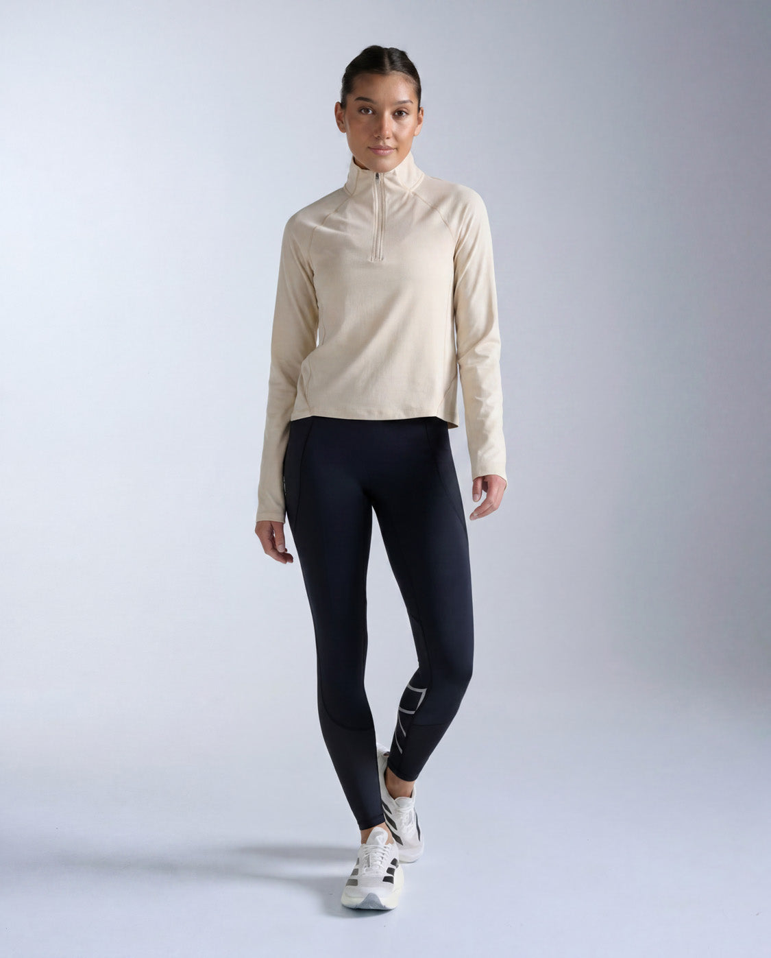 Aero Trail 1/2 Zip Laufshirt Damen - chalk/white reflective