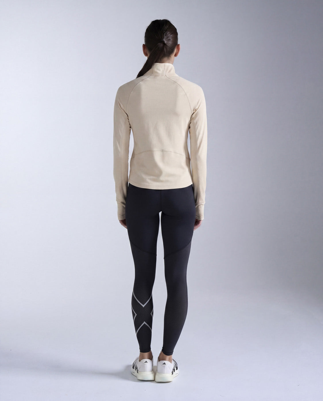 Aero Trail 1/2 Zip Laufshirt Damen - chalk/white reflective