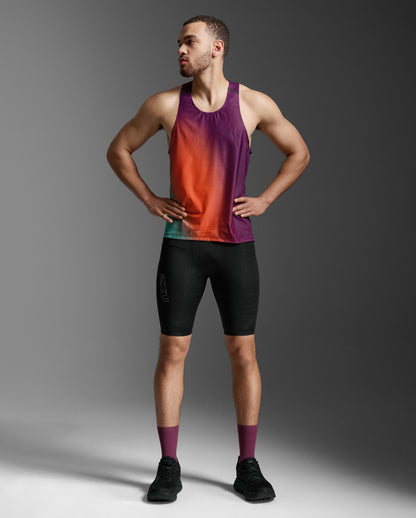 Light Speed Tech Singlet Lauf Tank Herren - sangria sunset/blackreflective