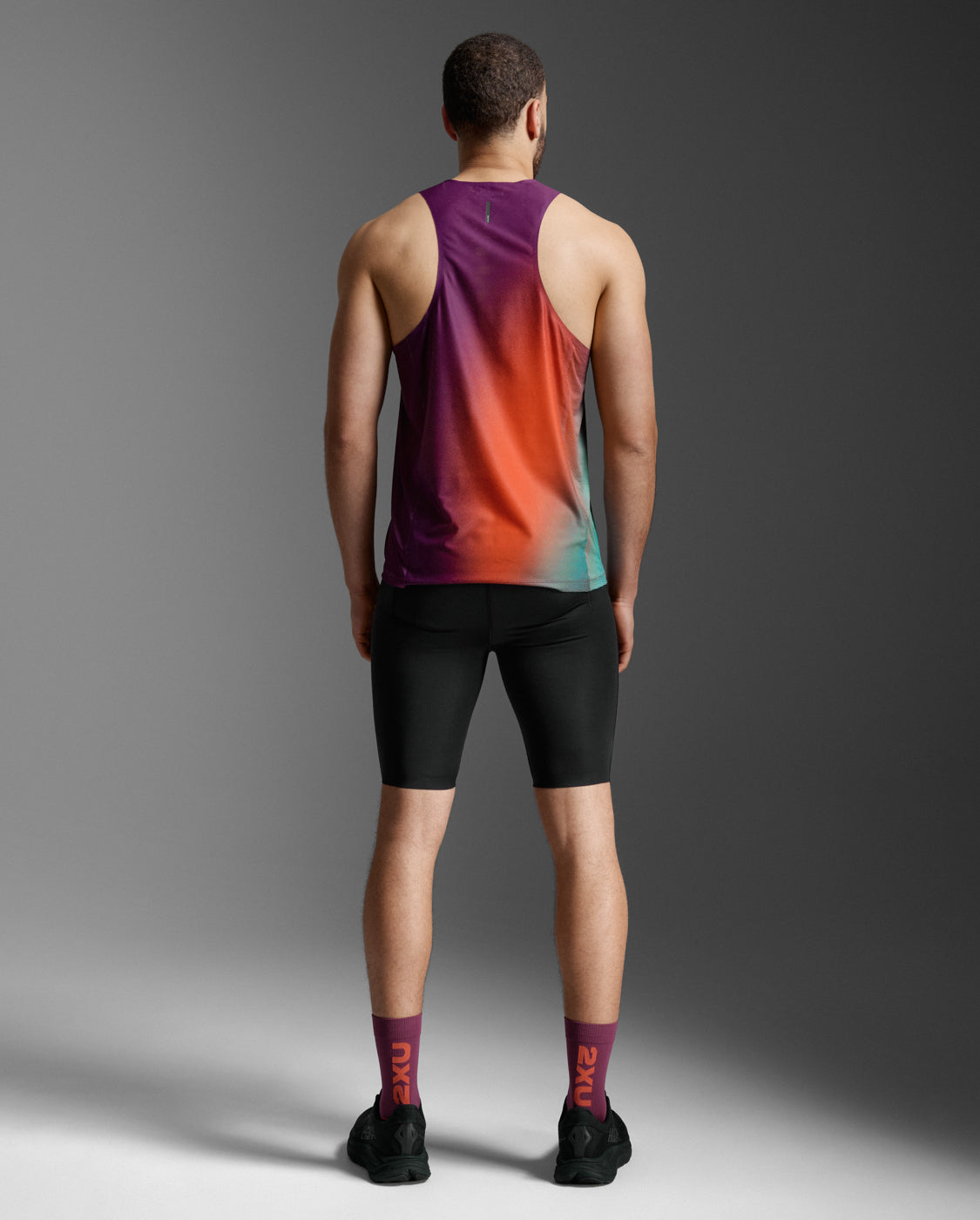 Light Speed Tech Singlet Lauf Tank Herren - sangria sunset/blackreflective