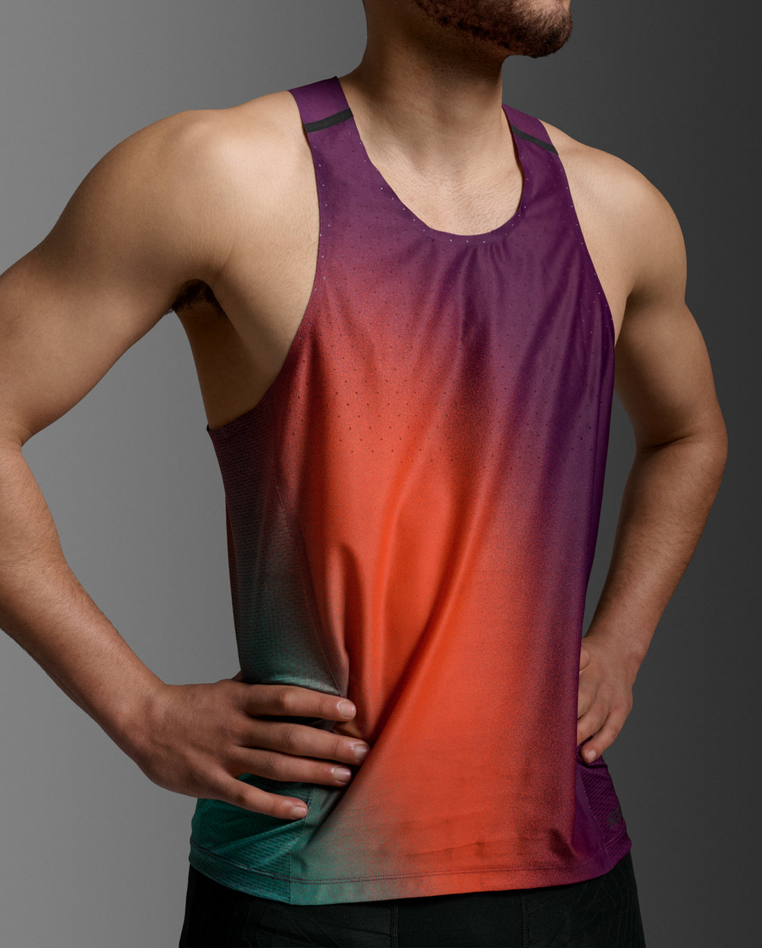 Light Speed Tech Singlet Lauf Tank Herren - sangria sunset/blackreflective