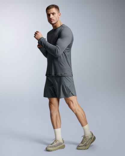 Aero Trail Long Sleeve Laufshirt Herren - turbulence/black reflective