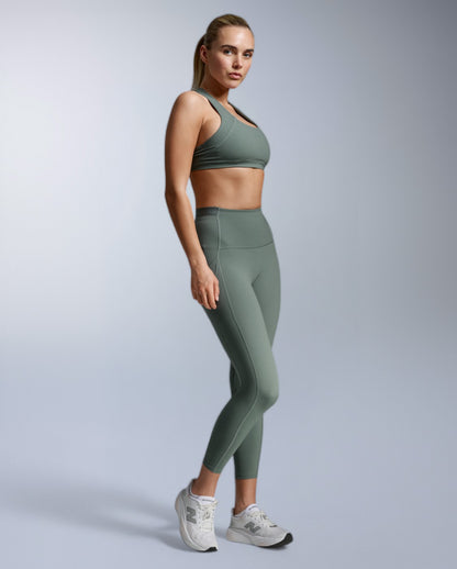 Form Stash Hi-Rise Compression 7/8 Fitnesstight Damen - olive leaf/olive leaf