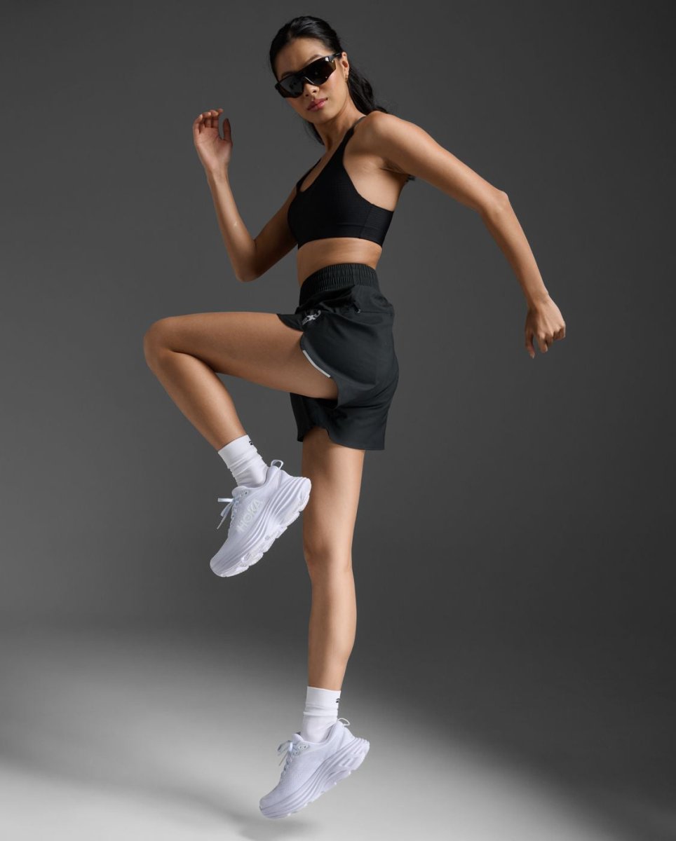 Aero Hi-Rise 4 Inch Shorts Laufshort Damen - black/silver reflective