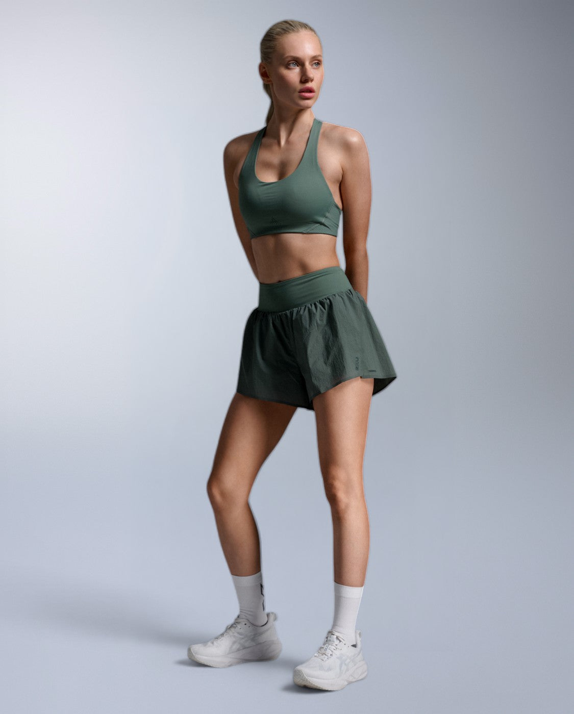 Aero Mesh Medium Impact Bra Sport-BH Damen - olive leaf/olive leaf reflect
