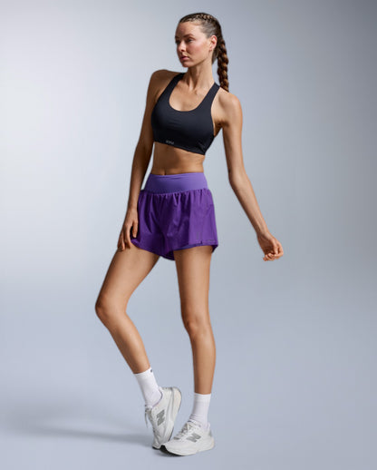 Aero Hi-Rise 2-in-1 3 Inch Shorts Running shorts Women - purpleflash/purpleflashreflect