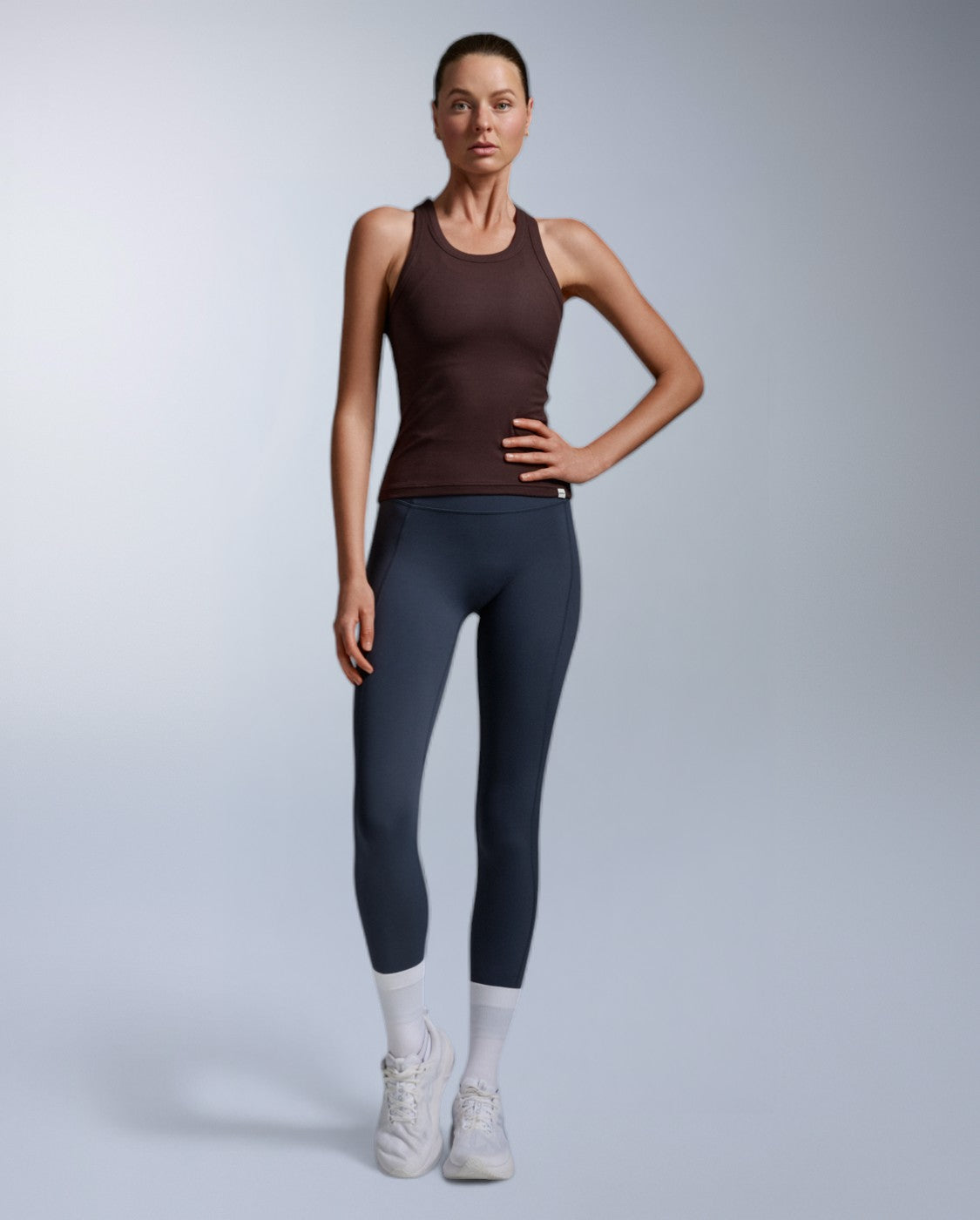 Fluid Modal Rib Tank Tanktop Damen - bark/white