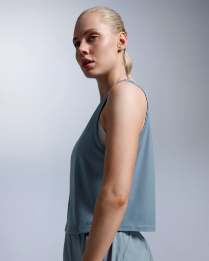 Aero Mesh Crop Tank Laufshirt Damen - blue shade/blue shade reflect