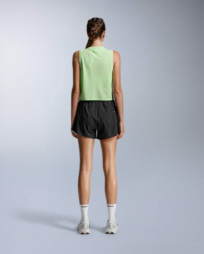 Aero Mesh Crop Tank Laufshirt Damen - lime zest/lime zest reflective