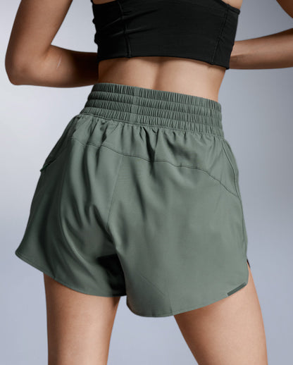 Aero Hi-Rise 4 Inch Shorts Laufhose Damen - olive leaf/olive leaf reflect