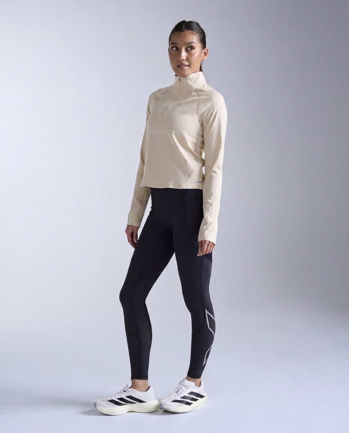 Aero Trail 1/2 Zip Laufshirt Damen - chalk/white reflective