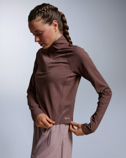 Aero Trail 1/2 Zip Running shirt Women - currant silver reflective